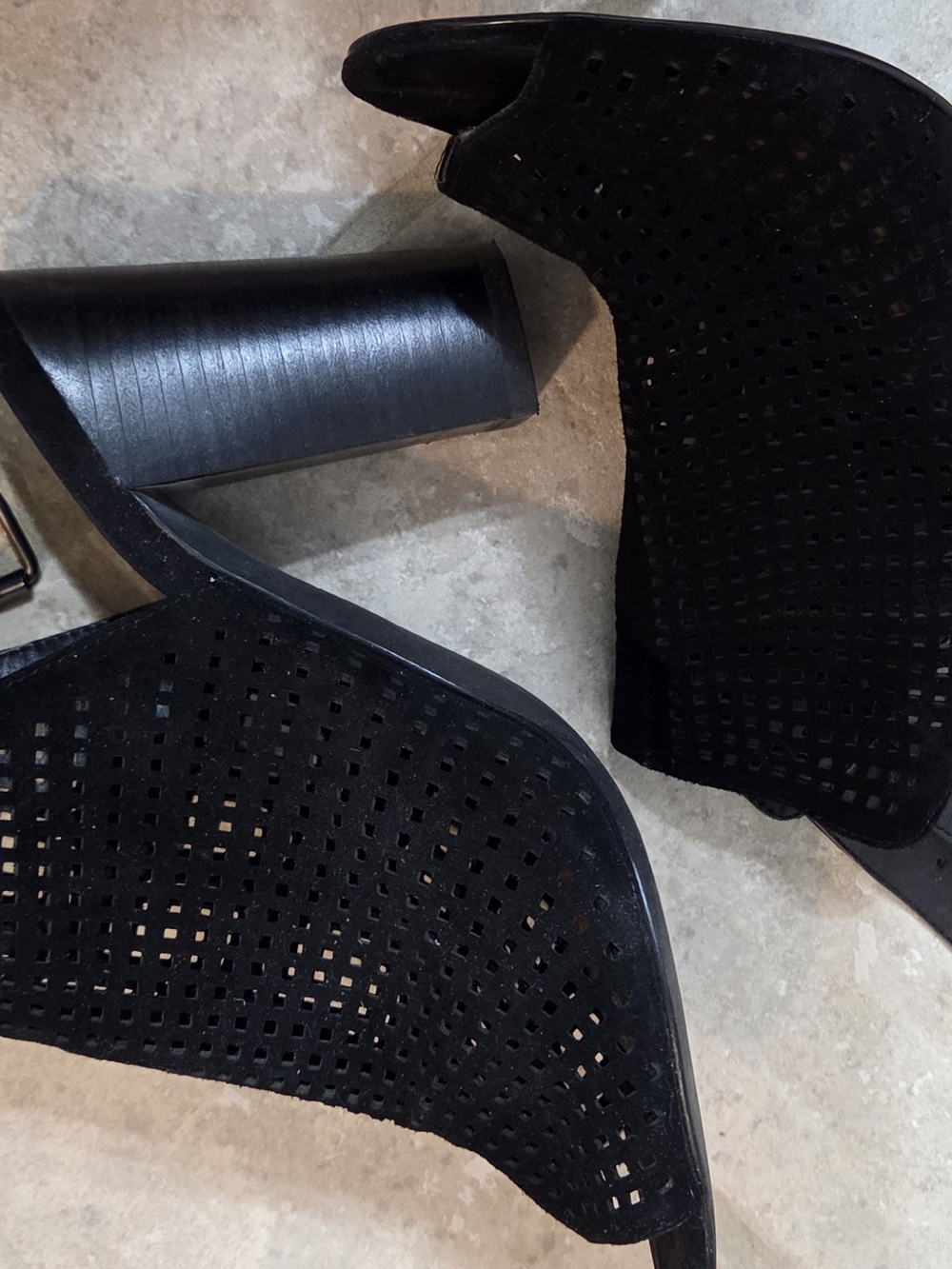 Tahari Black Perforated Suede Mule Clogs